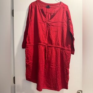 LIKE NEW! GAP Red Pattern Tunic Tie Waist Dress Pockets Sz XL